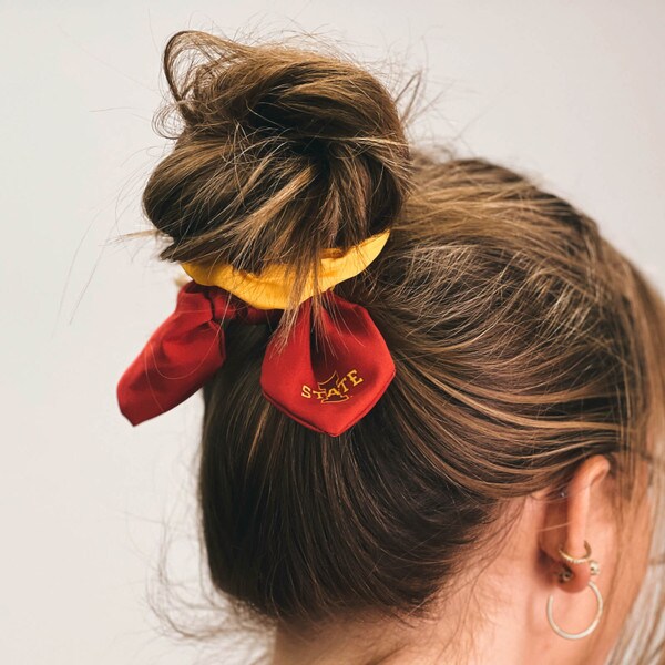 ZooZatz I-State Cardinal & Gold Color Block Knot Scrunchie